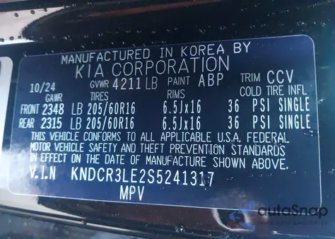 2025 Kia Niro Ex z USA, uszkodzony, nr VIN KNDCR3LE2S5241317